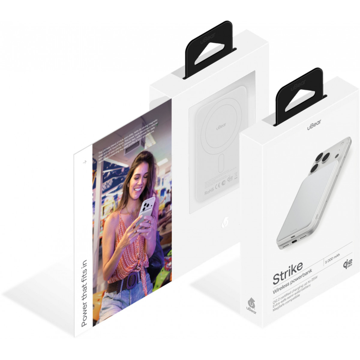 Внешний аккумулятор uBear Strike 5000mAh, Qi2.2, белый