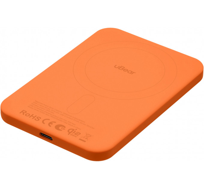 Внешний аккумулятор uBear Strike 5000mAh, Qi2.2, оранжевый