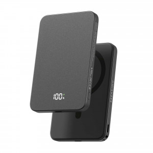 Внешний аккумулятор Breaking Slim, USB-C, 5 000 mAh, 3.0A, 20W, Mag•Safe, PD, LED (Черный)