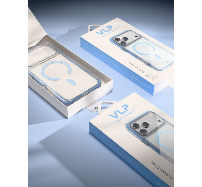 Чехол защитный VLP Bubble Case с MagSafe для iPhone 18 Pro, голубой