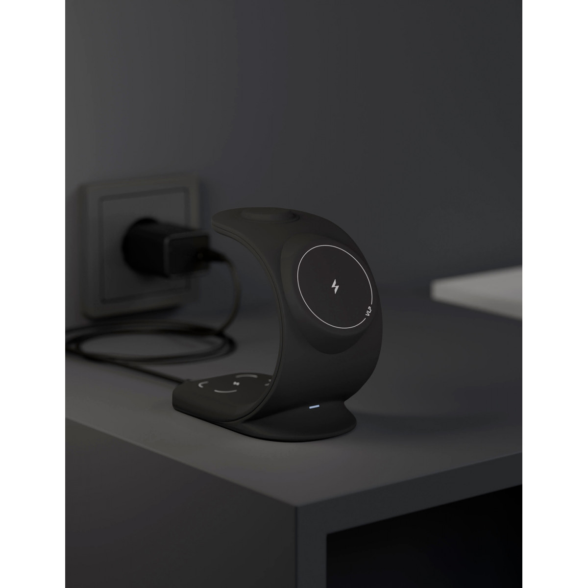 Беспроводное зарядное устройство VLP Powerstand 3in1 Qi2 для Apple Watch, черное