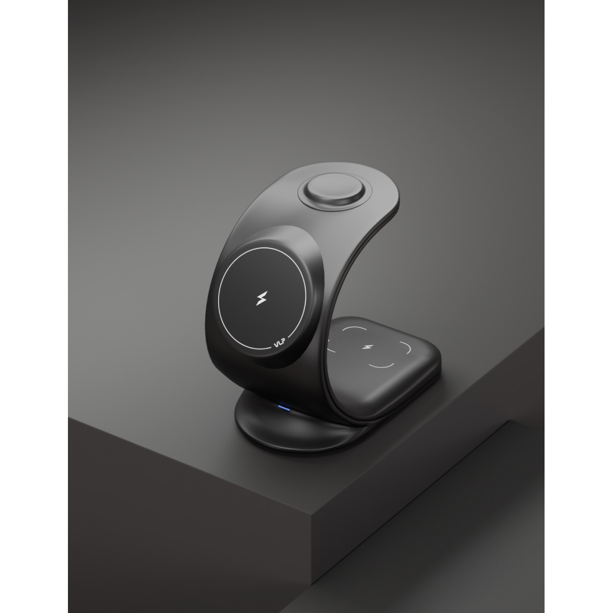 Беспроводное зарядное устройство VLP Powerstand 3in1 Qi2 для Apple Watch, черное