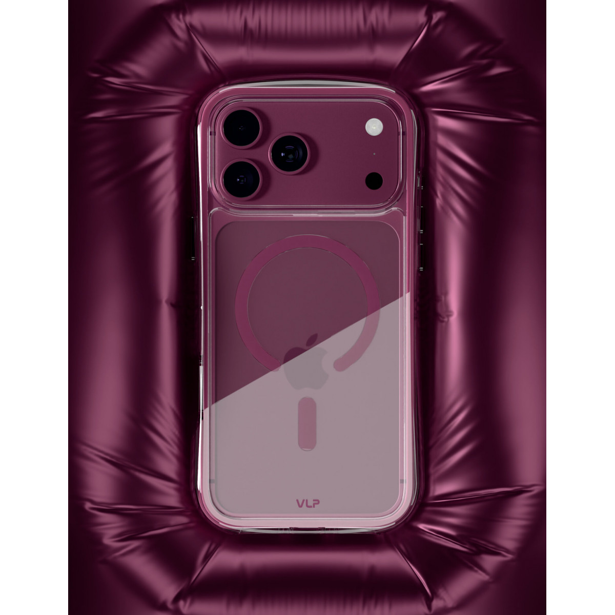 Чехол защитный VLP Bubble Case с MagSafe для iPhone 18 Pro, темно-вишневый