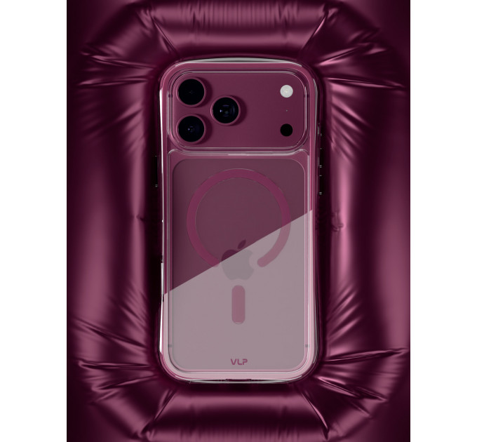 Чехол защитный VLP Bubble Case с MagSafe для iPhone 18 Pro, темно-вишневый