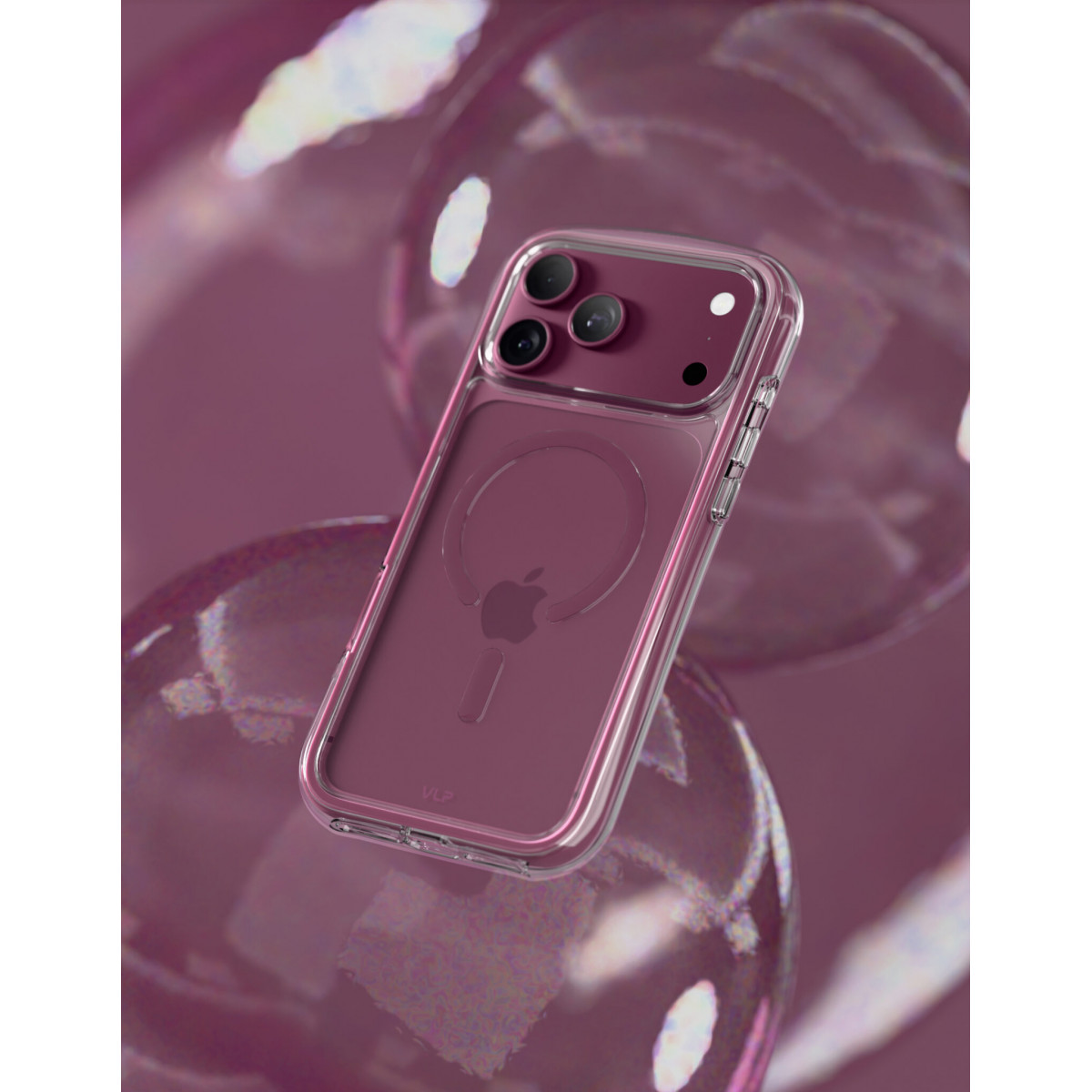 Чехол защитный VLP Bubble Case с MagSafe для iPhone 18 Pro, темно-вишневый