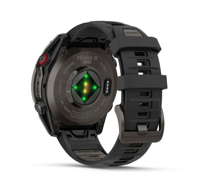 Умные часы Garmin Fenix 8 Pro 47mm, Amoled/Sapphire, Carbon Grey DLC Titanium with Black/Pebble Gray silicon Band